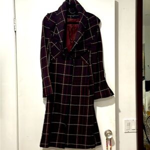Le full overcoat plaid with ruffle collar